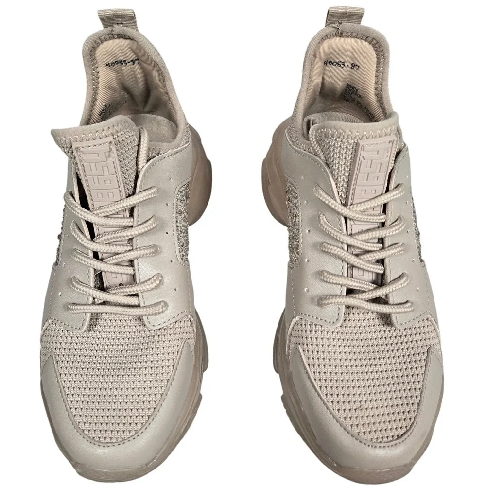 Steve Madden Women's Vance Beige‎ Rhinestone Chunky Sole Sneakers Shoes Size 6.5